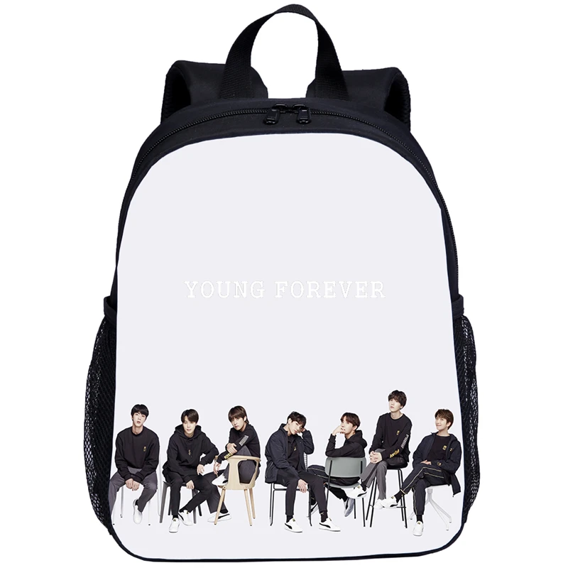 Новинка, Kpop Jungkook Suga V JIMIN, детские школьные сумки для младенцев, красивый туристический рюкзак для маленьких девочек, Harajuku, детская повседневная сумка, Книжная сумка - Цвет: Белый