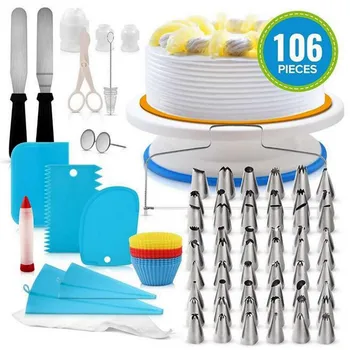

12-106 PCS Cake Decorating Tools Kit Kitchen DIY Icing Cream Silicone Pastry Bag Reusable Stainless Nozzle Tips Baking Tools
