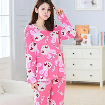 

Autumn Winter Women Pyjama Sets Girls Autumn Cute Cartoon Printing Long Sleeve Top+Pants Pyjamas for Home Wear Female Sleepwear