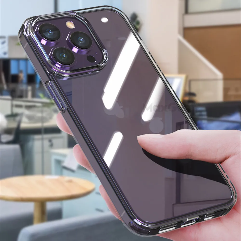 Luxury HD Tempered Glass Clear Case with Transparent Soft Frame and Hard Back Cover