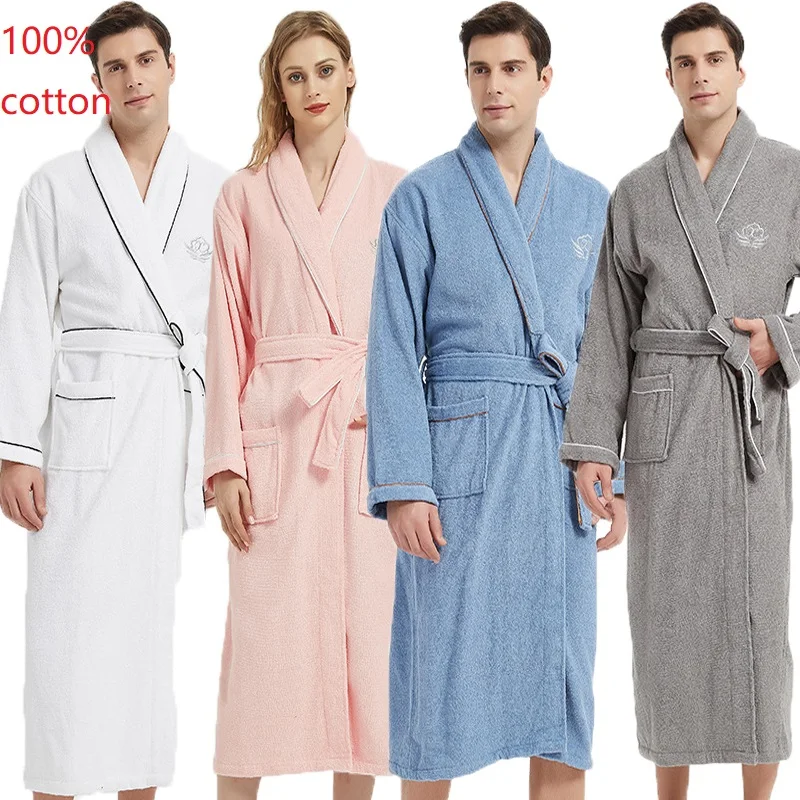 Unisex Mens Womens 100% Egyptian Cotton Super Soft Terry Towelling Bath Robe Ladies Dressing Gowns Towel Bathrobe Nightwear Housecoat 