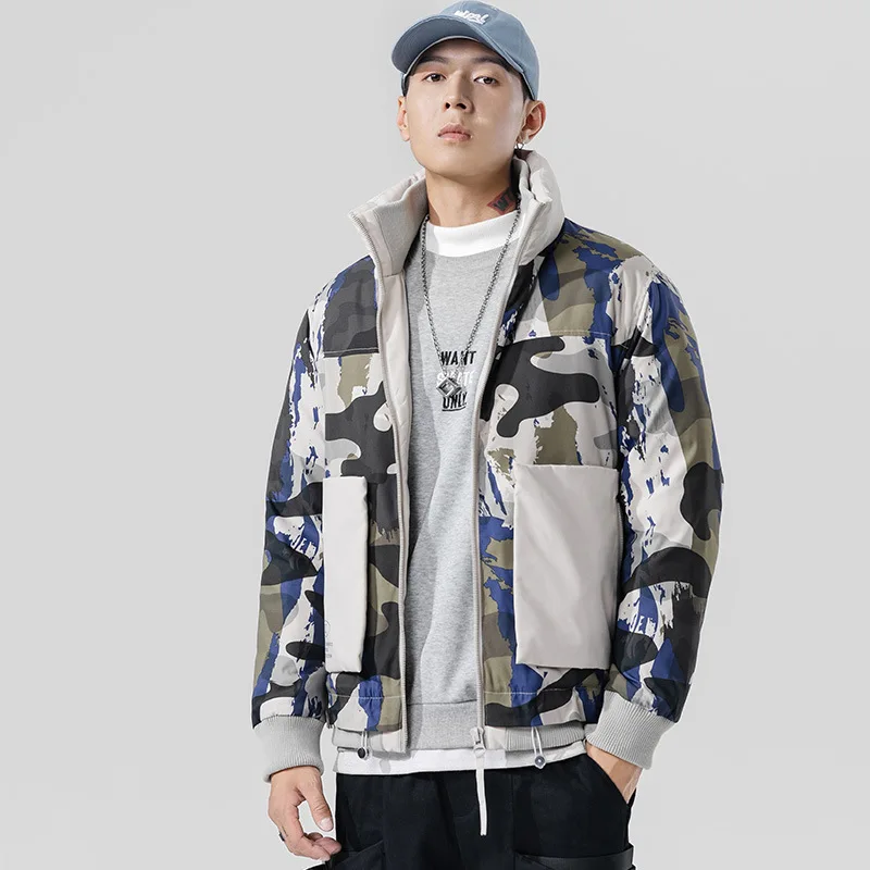 Зимняя Новинка, мужская куртка, 90 белый утиный пух, куртка, повседневная, Ins, Камуфляж, теплая, тренд, большой карман, Мужская парка, Doudoune Homme