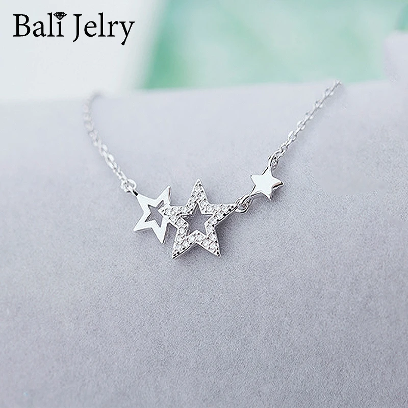 

Trendy Charm Necklace with Star Shape Zircon Gemstone Pendant 925 Silver Jewelry Accessories for Women Wedding Engagement Party