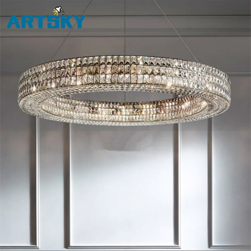 

Decorative Art and Simple Circular Crystal Line Chandelier for Bedroom Living Room