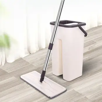 

Flat Squeeze Magic Floor Lazy Mop Floor Mop Set Wet and Dry Usage Automatic Mop And Bucket Microfiber Cleaning Cloth
