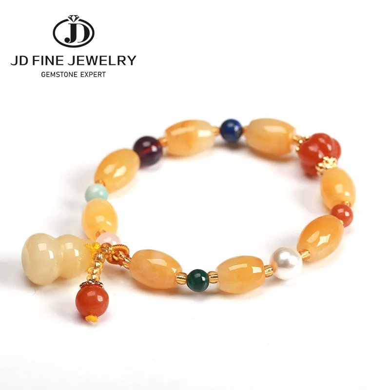 JD оригинальный дизайн натуральный Золотой нефритовый браслет женский для йоги