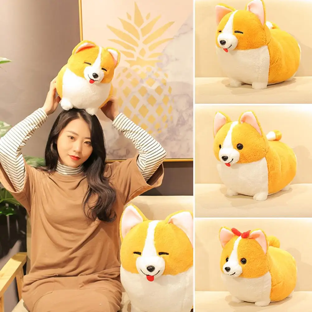 

Soft Plush Toy Cute Standing Bowknot Corgi Dog Plush Stuffed Doll Toy Home Sofa Cushion Decor Toys For Kids Doll Gift