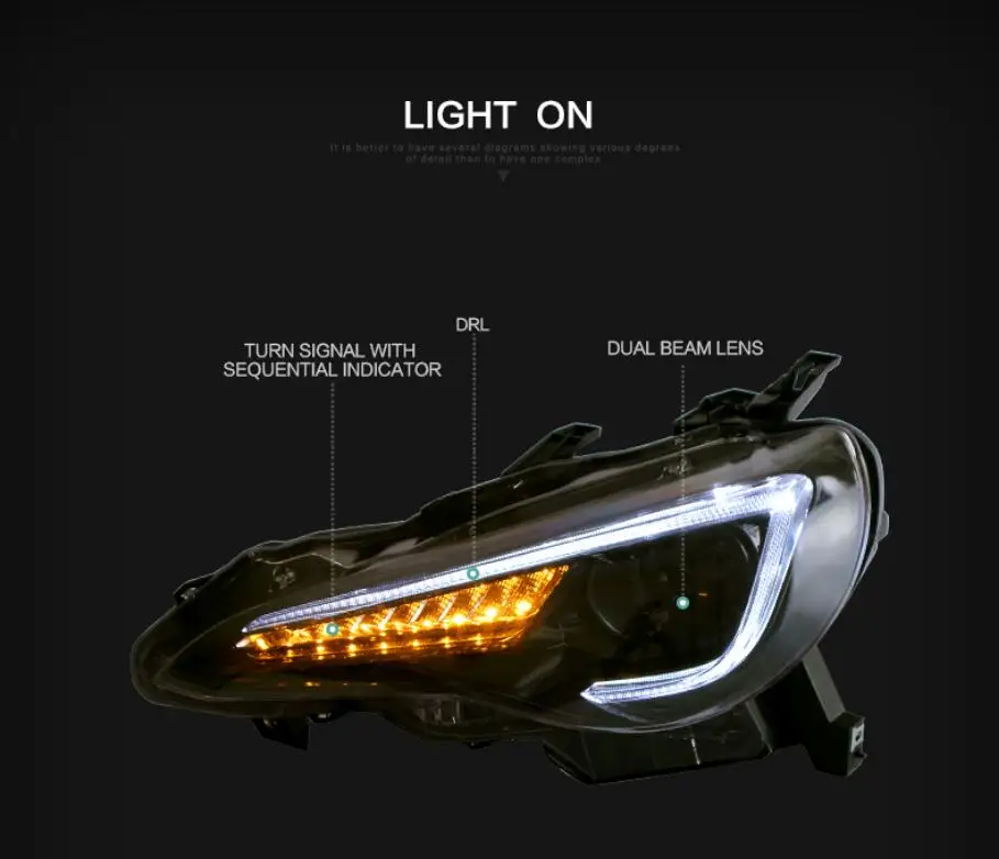 VLAND factory for car head lamp for 86 headlight 2013 for Subaru BRZ head light with moving signal