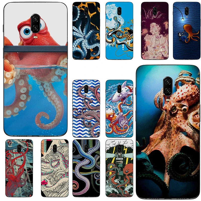 Mobile Phone Case for oneplus 5 5T 6 6T 7 7T Pro Silicone Back Cover Cute Cartoon blue sea octopus | Мобильные телефоны и