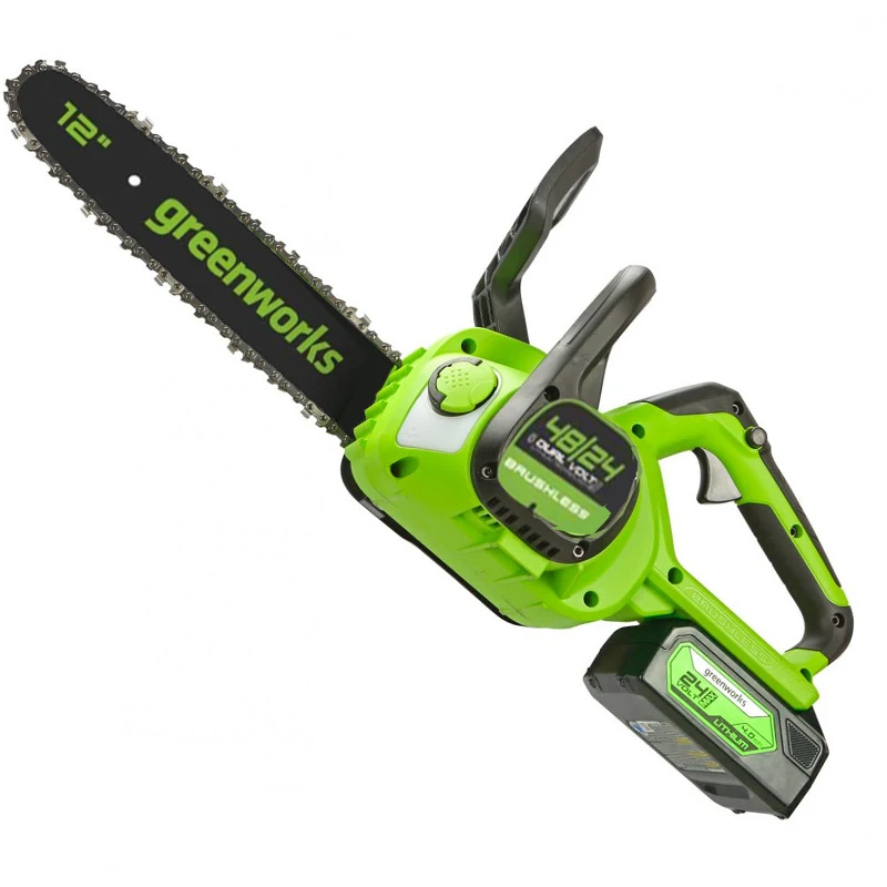 新しいgreenworks 24v/48vコードレスチェーンソーCSG401デュアル