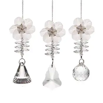 

Beautiful Flower Wind Chimes Hanging Pendant Rainbow Crystal Prisms Ball Chandelier Window Decor Home Ornaments