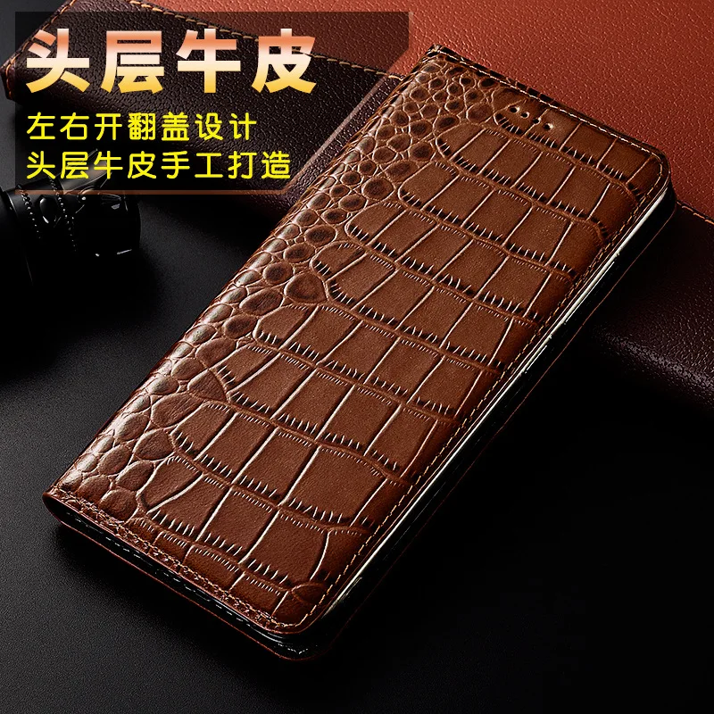 

Genuine Leather Cover Case For Huawei View 20 Crocodile Grain Real Cowhide Pouch Bag Honor View20 Wallet Kickstand Card Holder