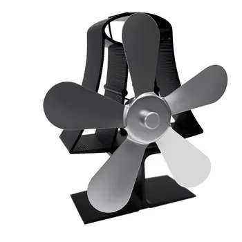 

5 Blade Heat Powered Wood Stove Eco Fan Temperature Gauge - Ultra Quiet Fireplace Wood Burning Fan Heat Distribution