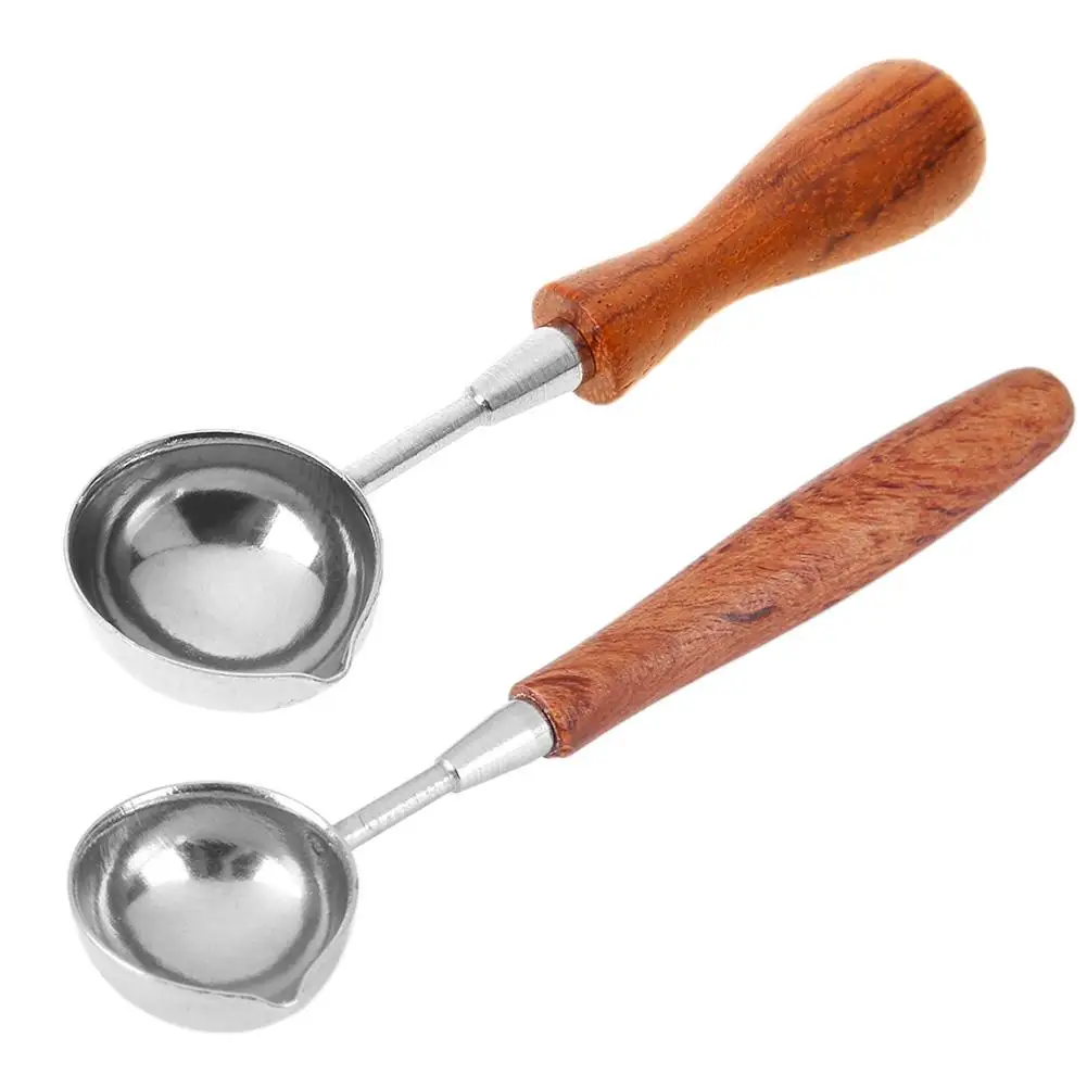 Vintage Anti-Hot Sealing Wax Spoon Wood Handle Retro Wax Stamping Spoons Retro Spoon for Wax Sealing Decorative Wax Stamp Craft