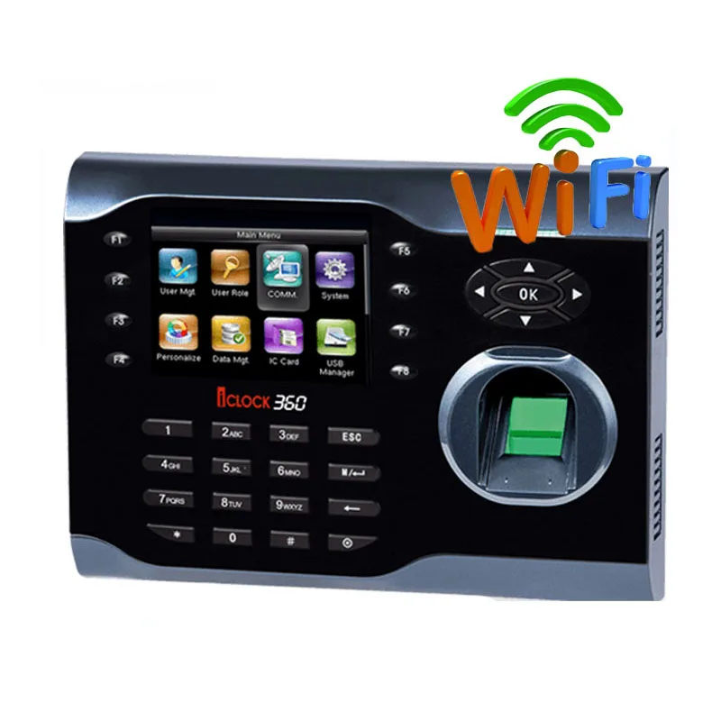 ZK iclock360 машина посещаемости времени TCP/IP 8000 пользователей отпечаток пальца с T9 Inpute