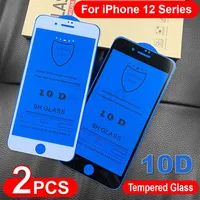 2Pcs 10D Glas Screen Protector Für iPhone 13 12 mini 11 Pro Max XS XR X 8 7 6S Plus SE2 Volle Gule Schutz Glas Auf i12 Pro
