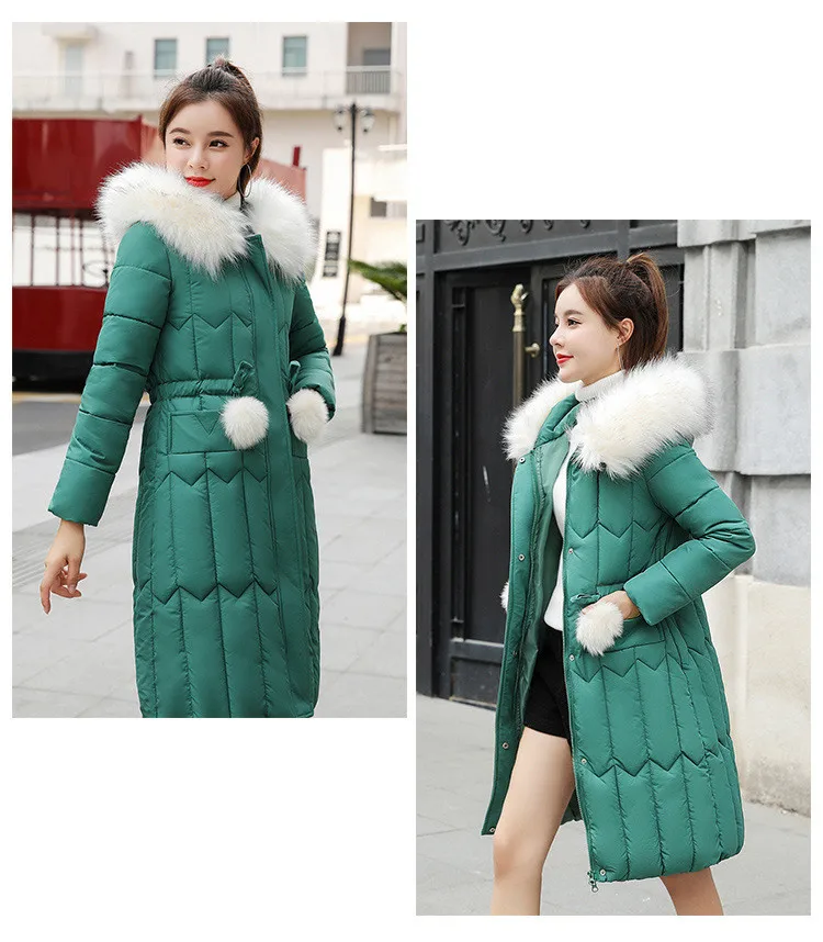 M-5XL, новинка, женский длинный хлопковый костюм с капюшоном, Женская Корейская версия, тонкое плотное пальто, женские зимние парки большого размера