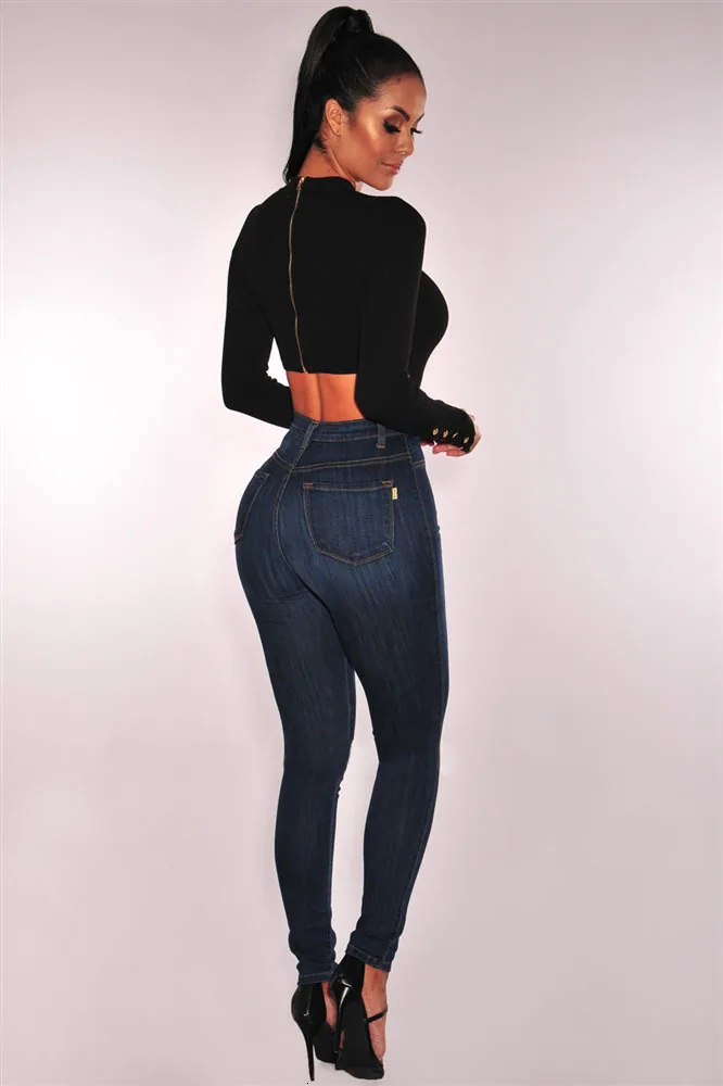 Large Size Push UP Skinny Jeans For Woman High Waist Button Pencil Pants Denim Blue Long Female Jean Trousers Plus Size S- 4XL