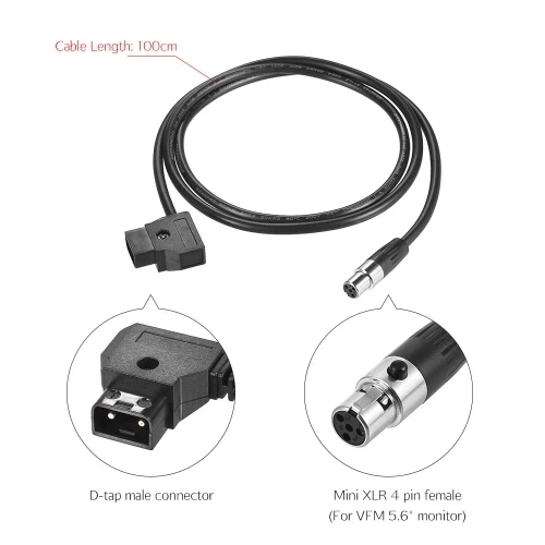 D-Tap штекер(жестяным) Мини-XLR 4-контактный кабель прямой шнур 100 см кабель Длина для VFM 5,6 inch монитор