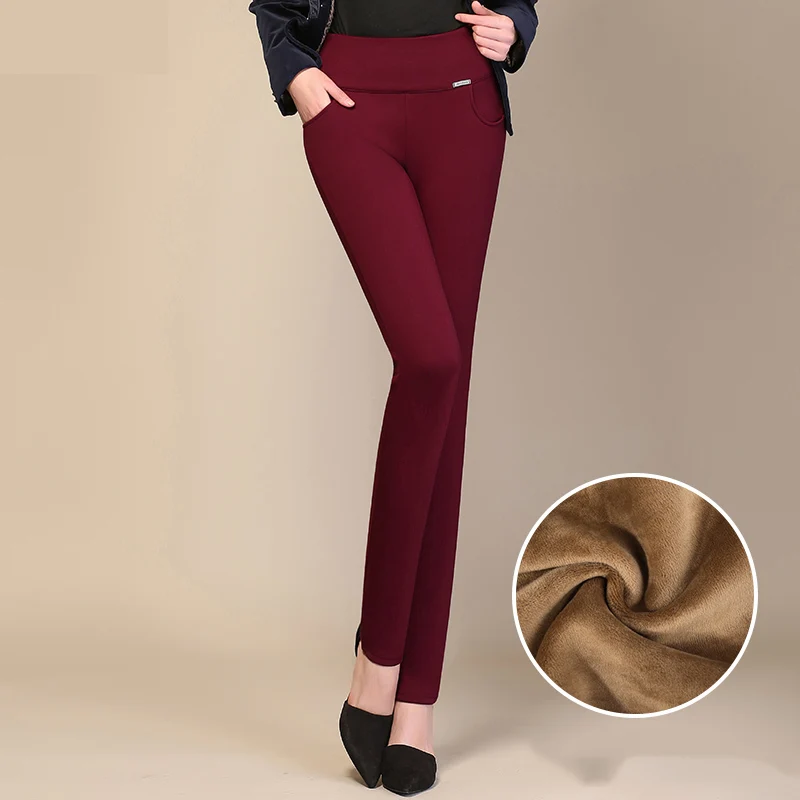 

New Women Trousers High Waist Skinny Pants High Elastic Thickening Casual Pencil Pants Plus Size Winter Warm Women Pants S-6XL