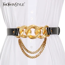 TWOTWINSTYLE Patchwork Chain Hollow Out Sash For Women Casual Korean Sashes Female Fashionable Accessories 2020 New Style