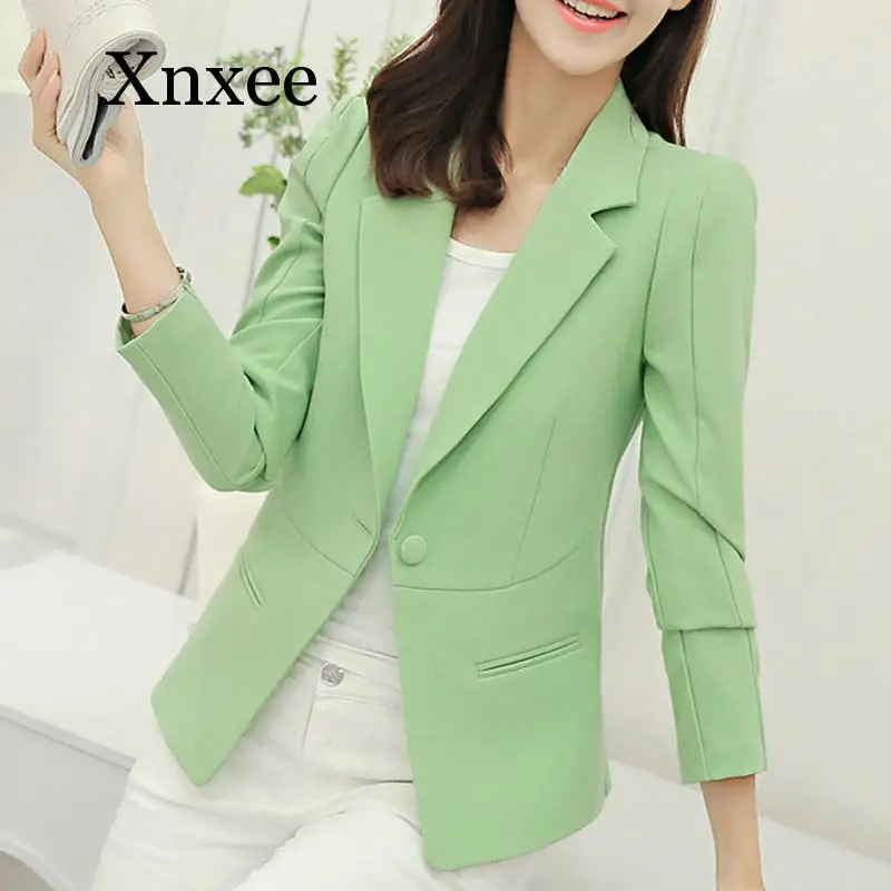 Spring Notched Women's Blazer Black White Office Lady Coat Long Sleeve Blazers Women 2020 Single Button Fashion Workwear Jacket