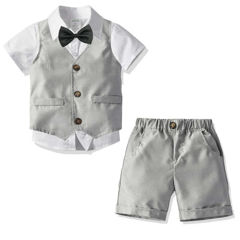 

Children Baby Shirt Pony Dress Shorts ling jie Formal Dress Set Banquet a Year of Age Birthday BOY'S Formal Dress Gentleman
