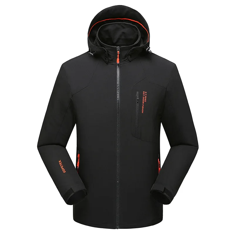 Мужские Новые осенне-весенние флисовые куртки походные водонепроницаемые дышащие мужские эластичные куртки размера плюс - Цвет: Black
