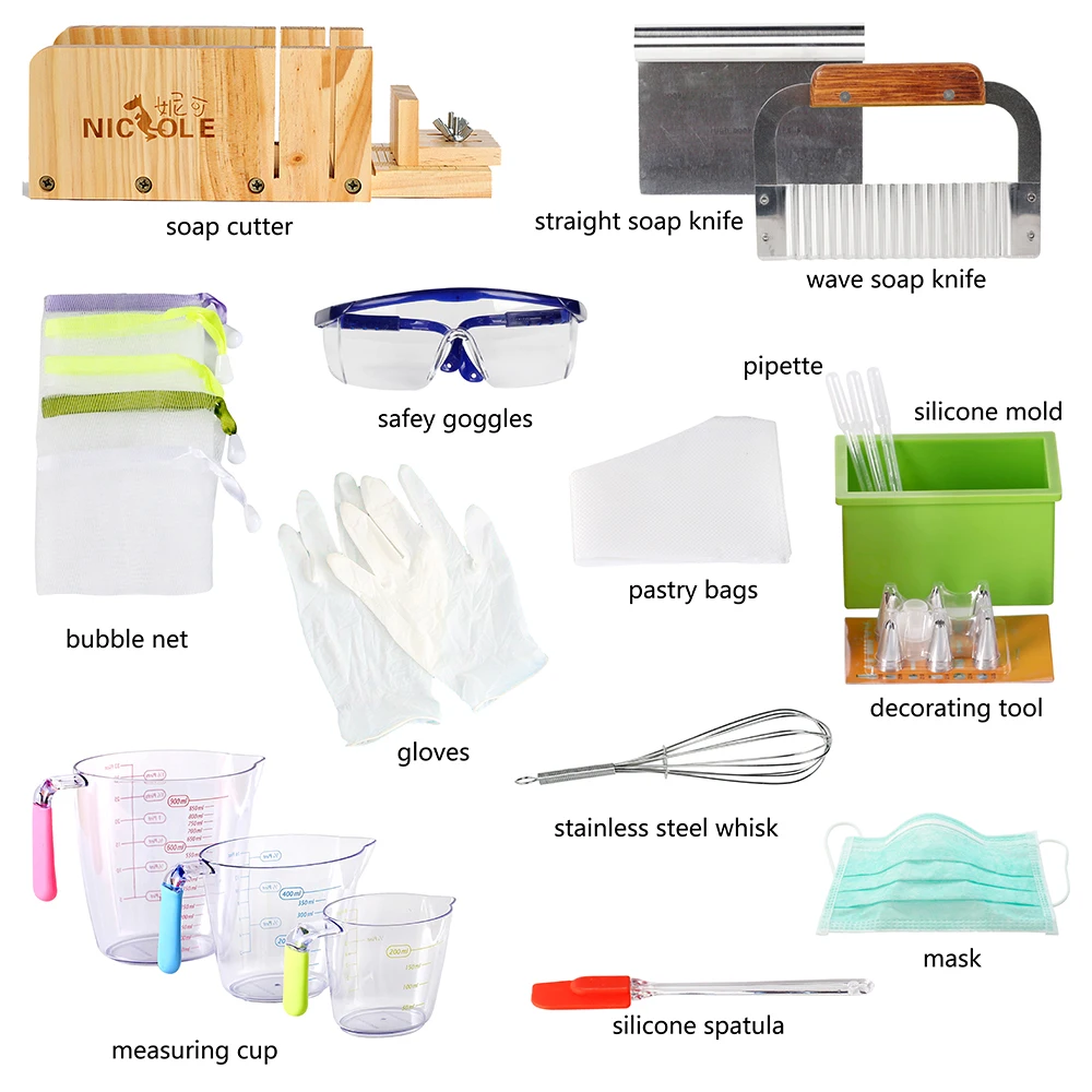 Full Soap Making Supplies Kit Small Loaf Silicone Mold with Wood Soap Beveler Planer,2 Pieces Stainless Steel cutters DIY