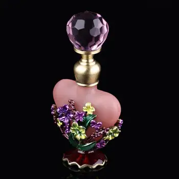 

NEW 5ml Vintage Heart Shape Empty Refillable Metal Glass Perfume Bottle Stopper Gift