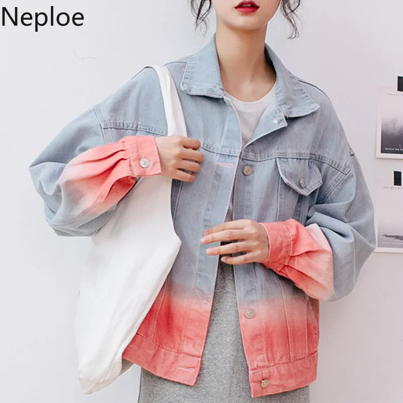 Neploe/Свободная джинсовая куртка в стиле Харадзюку для студентов; осенний цвет; Bf Veste Femme Patch Chaquetas Mujer; осень 46219