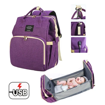 

Pre-design baby Diaper bags for mummy USB Baby Care Backpack Multifunction waterproof maternity bag mommy Stroller bags