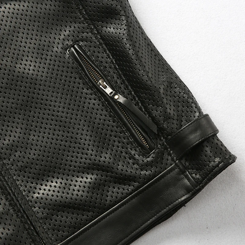 Мужские дышащие теплые жилет с перфорацией и на молнии; Slim Fit из толстой натуральной кожи зимние Новая мотоциклетная обувь жилет Винтаж классическое пальто