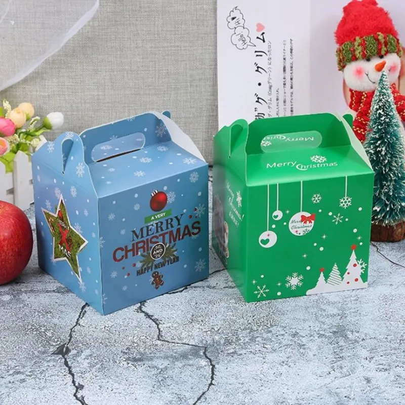 Рождественская коробка для яблок 12x12x12 см четыре цвета для Счастливого Рождества коробка для конфет Новая мода Средний размер положить подарки премиум портативный стиль