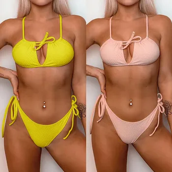 

2020 Two-Piece Women's swimming suit Bikini swimwear Women Swimsuit Bodysuit Bandage Brazilian Vintage Bathing Suit Beach Wear