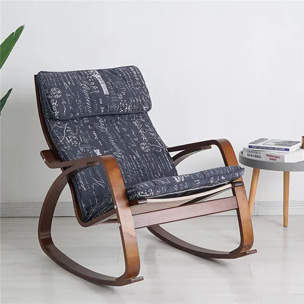 Современное кресло-качалка среднего размера коричневого цвета с подушкой из хлопчатобумажной ткани, мебель для гостиной, кресло-качалка для взрослых, деревянное кресло - Цвет: A