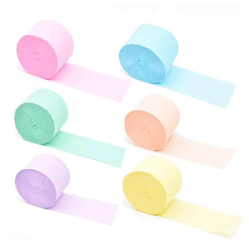 25M Macaron Pastel Crepe Streamers Roll Paper Backdrop Pastel