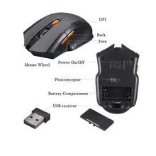 Новинка 2,4 ГГц USB Беспроводная оптическая мышь 2000 dpi 6 кнопок ПК ноутбук компьютерные игровые мыши 999