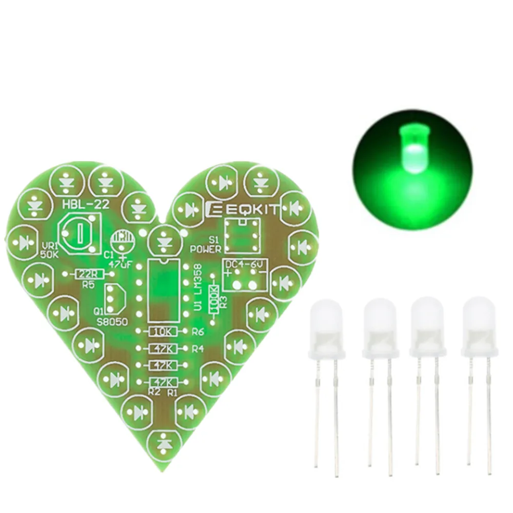 SX DIY Kit Herz Form Atmen Lampe Kit Atmen LED Suite Rot Weiß Blau Grün Elektronische Produktion für Lernen labor – Detail 4