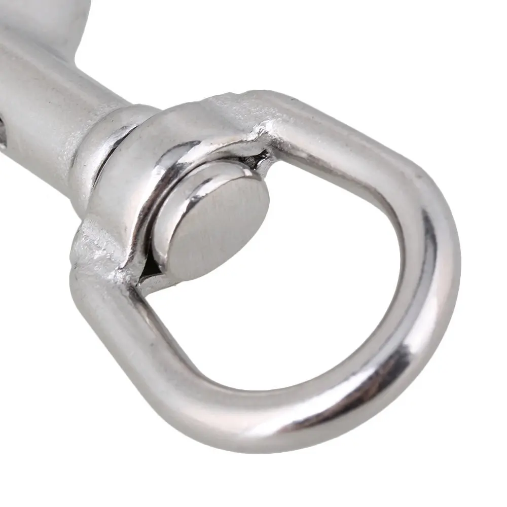 

316 Stainless Steel Metal 90mm Swivel-Eye Bolt Snap Hook Buckle Round Safety Buckle Keychain Strap for Camping Climbing Hiking