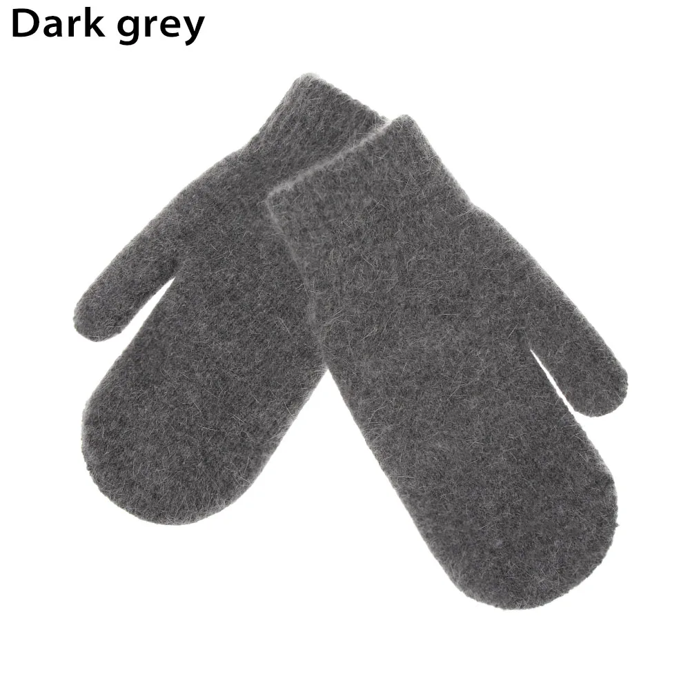 dark grey Женские зимние модные перчатки мех кролика, 1 пара, мягкие теплые двухслойные женские перчатки карамельного цвета, рождественский подарок - Цвет: dark grey