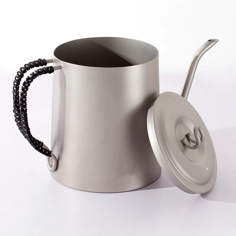 ABUI-Ultra-Light 950 Ml Titanium Teapot Long Pot Coffee Pot Titanium Coffee Pot Fine Mouth Coffee Pot