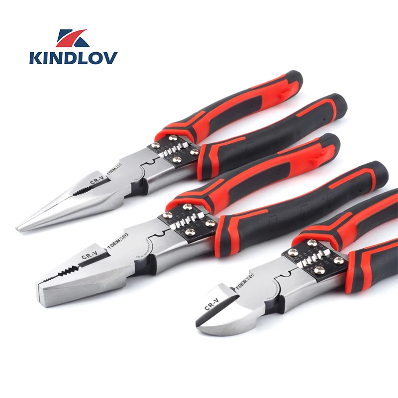 

KINDLOV Wire Stripper Multitool Crimping Long Nose Pliers Set Tool Electrical For Electricians Cable Cutter Stripping Hand Tools