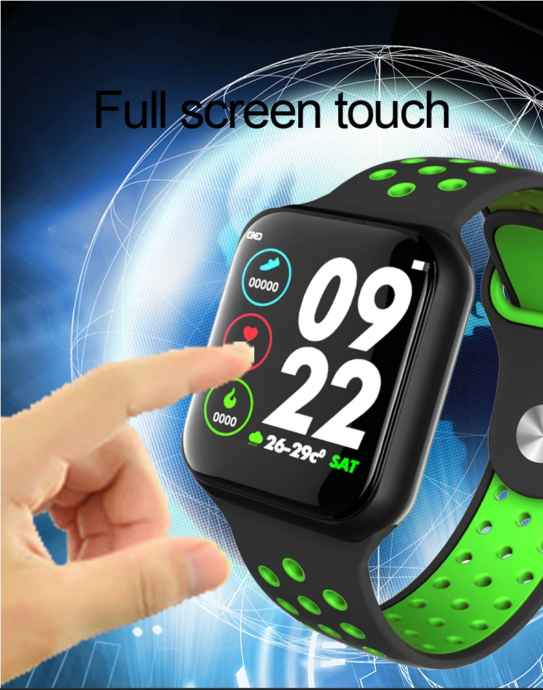 F9 Смарт-часы для женщин и мужчин IP67 Водонепроницаемый сердечный ритм кровяное давление Smartwatch Поддержка IOS Android телефон pk S226 P68 Q3 Q9