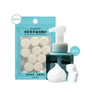 

10pcs Effervescent Tablets Set with 250mlBottle Effervescent Hand Sanitizer for Children Bubble-Free Washing Foam Hand Sanitizer
