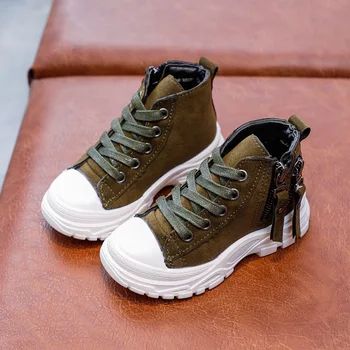 

AFDSWG children's short boots 100% genuine leather spring boys and girls kids waterproof boots, boys leather boots