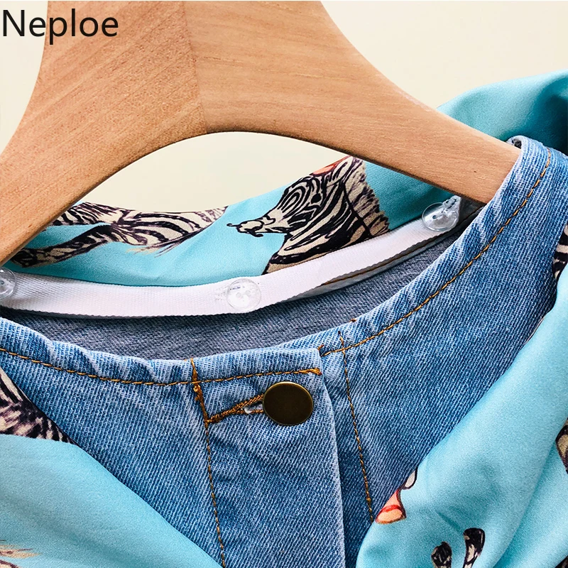 Neploe джинсовая куртка Женский Свободный корейский Шелковый шарф Paychwork Casaco Feminino дикий короткий студенческий осенний абриго Mujer 46089