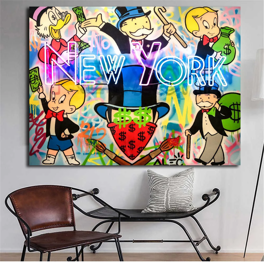Нью-Йоркская неоновая вывеска Alec монополистическая Картина на холсте спальня настенный Декор изображения Декор