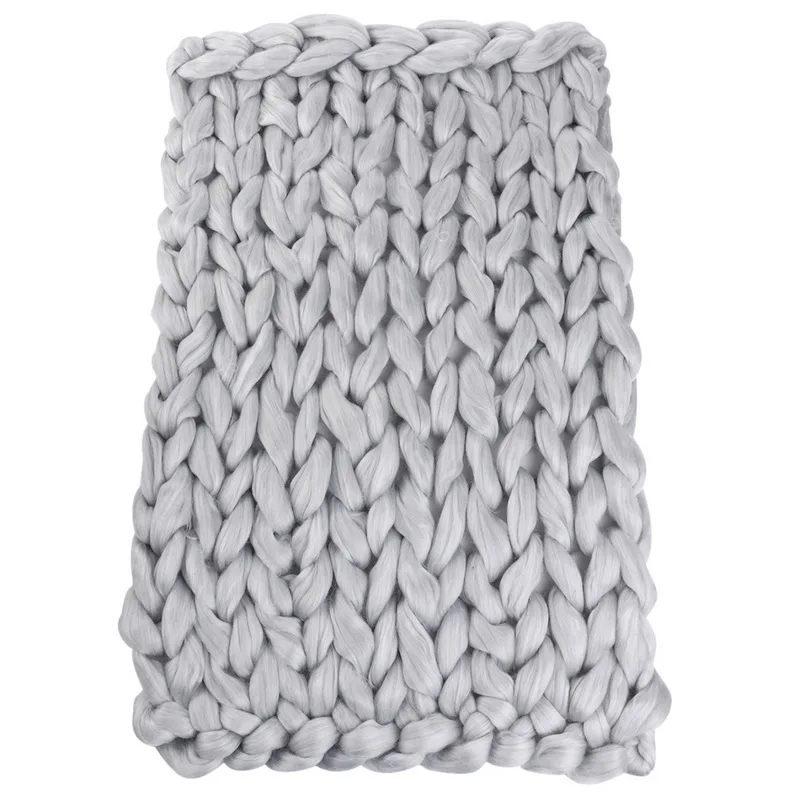 Light Gray 100x150cm 7 цветов, плотное трикотажное одеяло ручной работы, Тканое одеяло для дивана, для дома, не скатывается, супер мягкое, высокое качество - Цвет: Light Gray 100x150cm