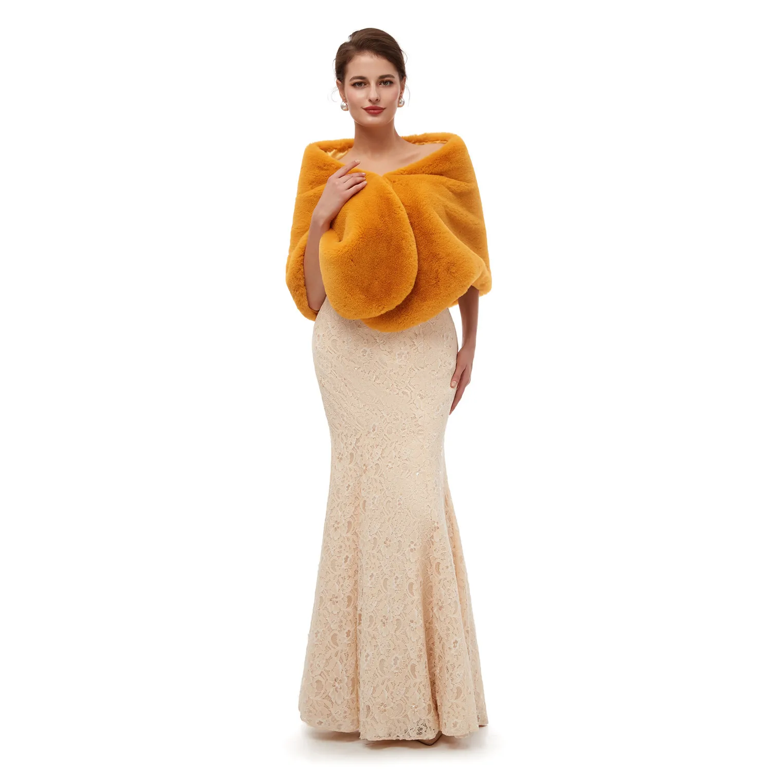pj19161 H& S BRIDAL черная зимняя теплая шаль из искусственного меха бордового цвета, 15 цветов, меховая накидка, накидка для свадьбы, вечеринки - Цвет: pj19161